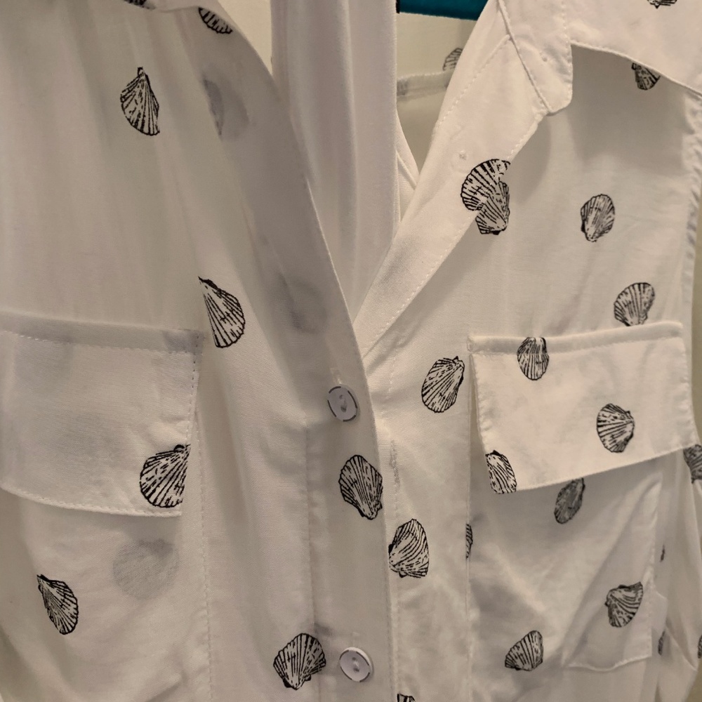 NWOT Seashell Print Nautical Shirt Dress Kensie M - Picture 5 of 8